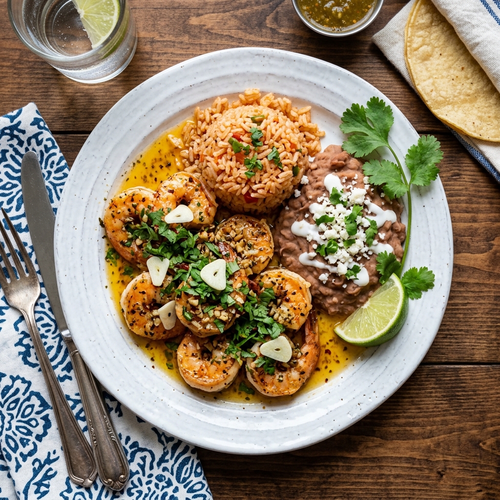 Camarones al Mojo de Ajo - Shrimp in garlic butter sauce